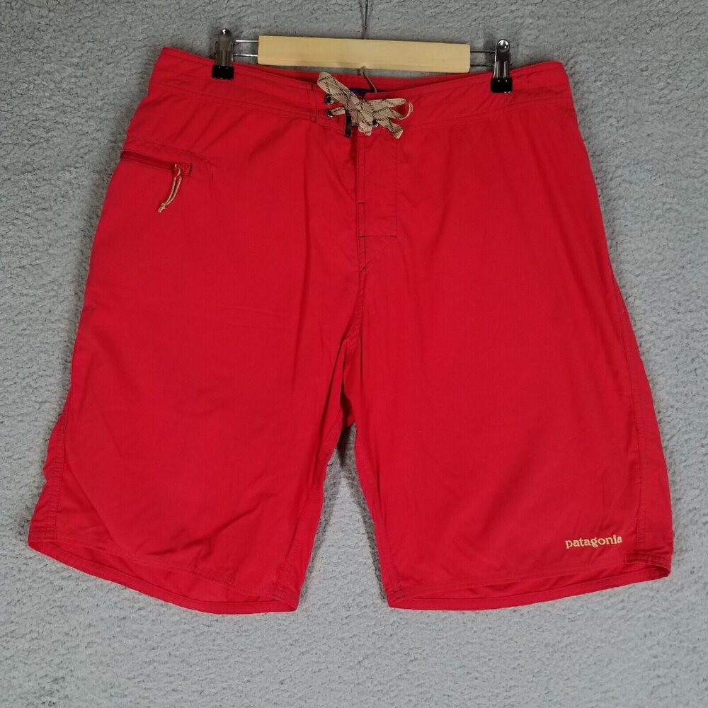 Patagonia Boardshorts Swim Shorts Adult 34 Red Beach Button Fly Lightweight Mens